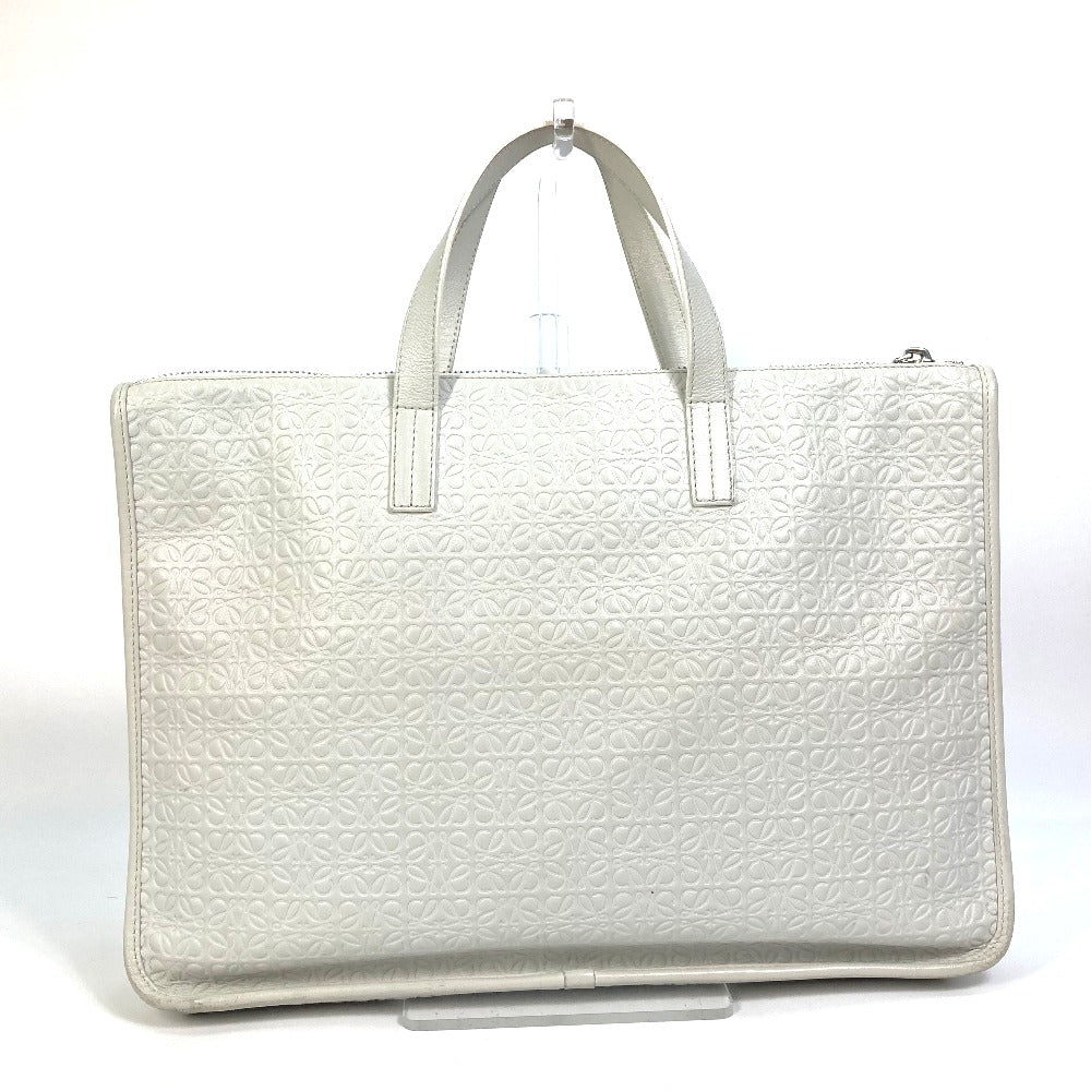 LOEWE Tote Bag leather white anagram Briefcase Business bag unisex(Unisex) Used Authentic