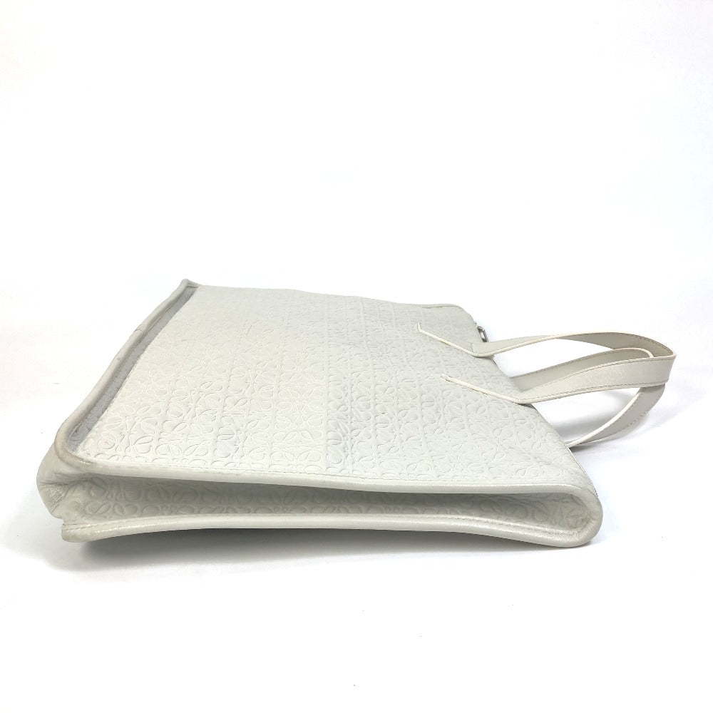 LOEWE Tote Bag leather white anagram Briefcase Business bag unisex(Unisex) Used Authentic