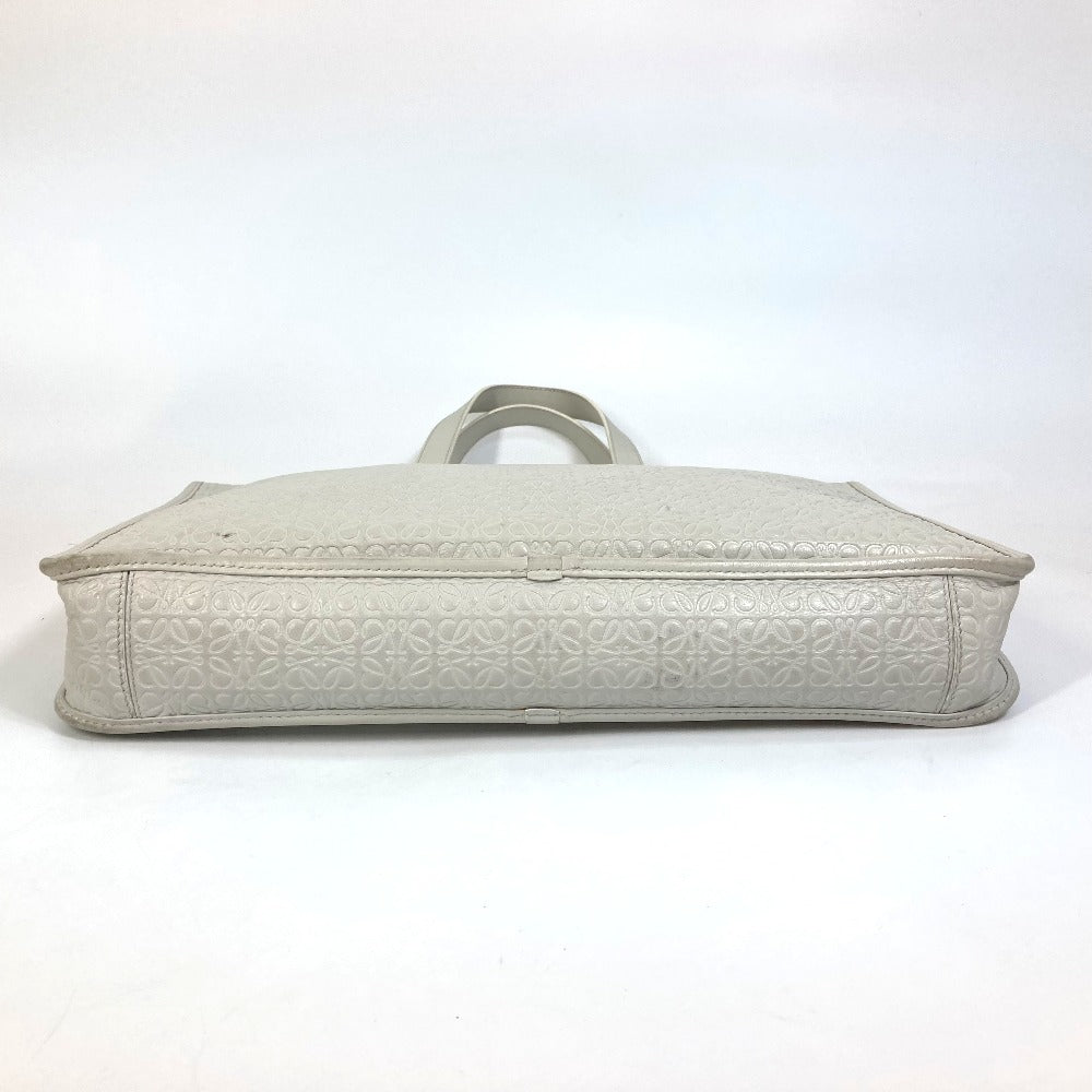 LOEWE Tote Bag leather white anagram Briefcase Business bag unisex(Unisex) Used Authentic
