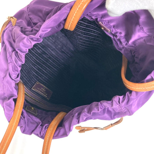 PRADA Tote Bag BN1757 Nylon / leather purple logo Shoulder Bag Women Used Authentic