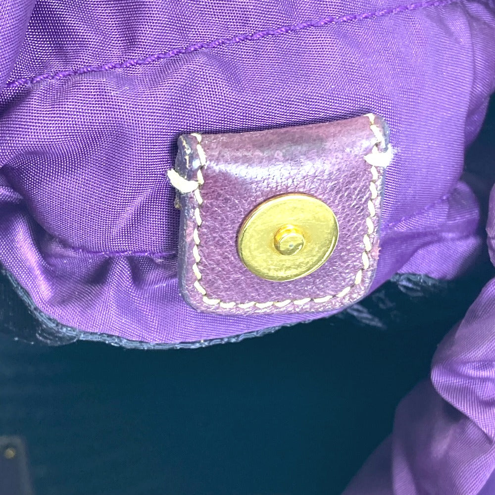 PRADA Tote Bag BN1757 Nylon / leather purple logo Shoulder Bag Women Used Authentic
