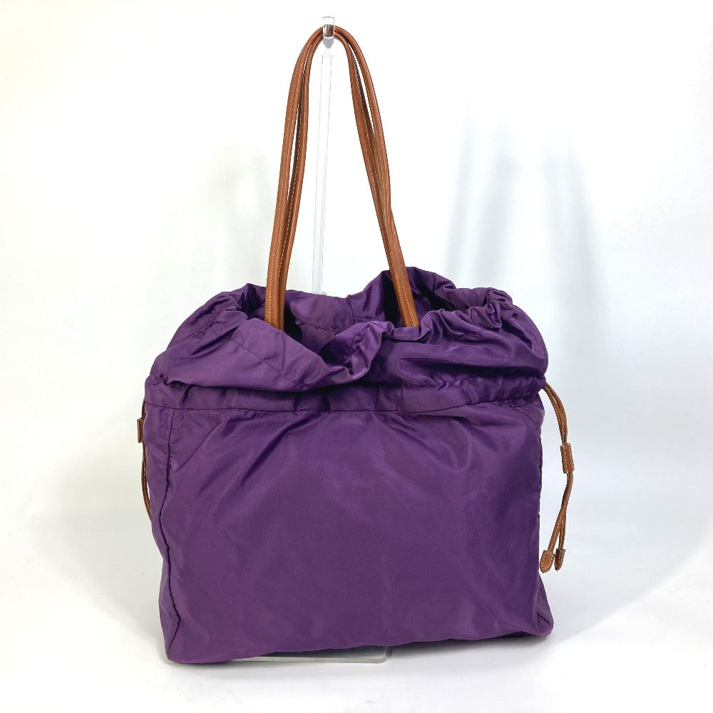 PRADA Tote Bag BN1757 Nylon / leather purple logo Shoulder Bag Women Used Authentic