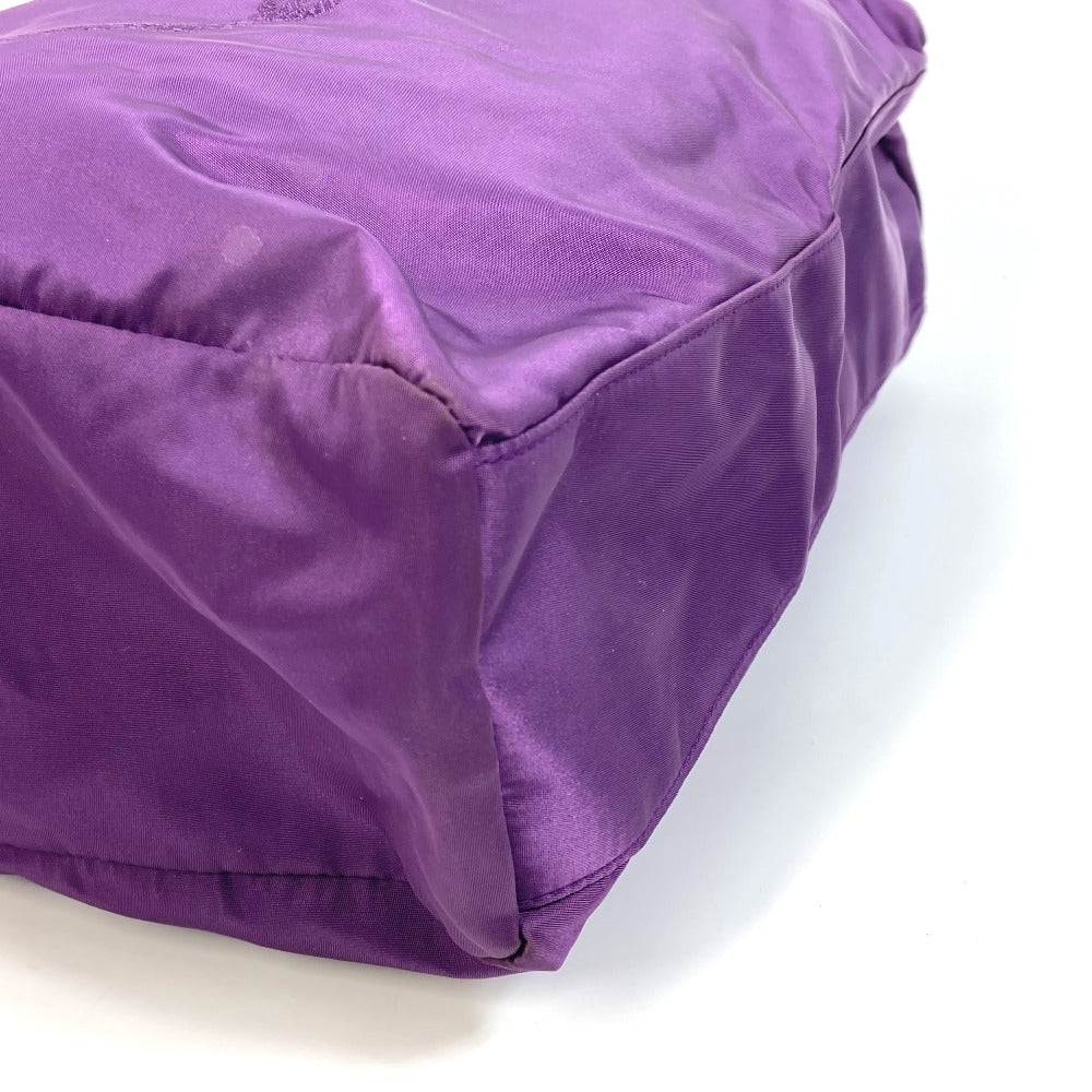 PRADA Tote Bag BN1757 Nylon / leather purple logo Shoulder Bag Women Used Authentic