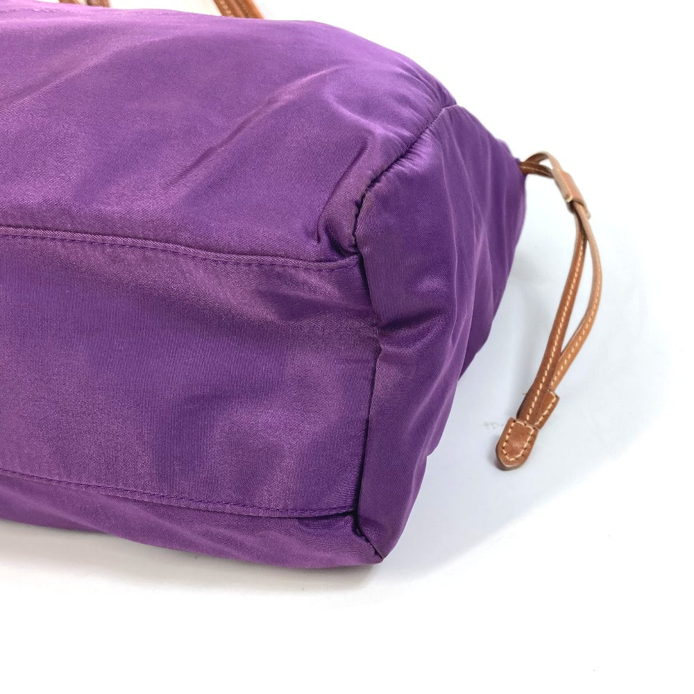 PRADA Tote Bag BN1757 Nylon / leather purple logo Shoulder Bag Women Used Authentic