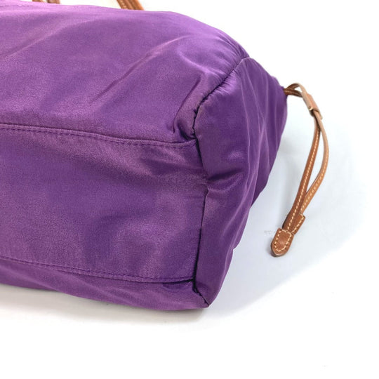 PRADA Tote Bag BN1757 Nylon / leather purple logo Shoulder Bag Women Used Authentic