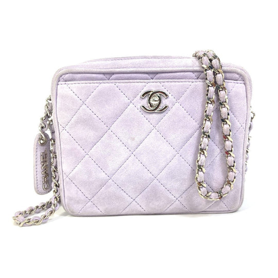 CHANEL Shoulder Bag suede purple CC COCO Mark Crossbody Mini matrasse Women Used Authentic