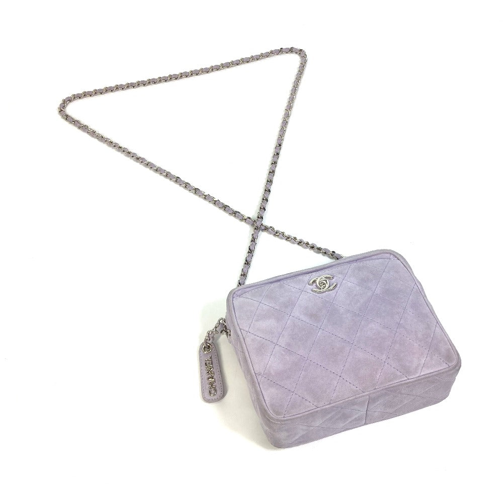 CHANEL Shoulder Bag suede purple CC COCO Mark Crossbody Mini matrasse Women Used Authentic