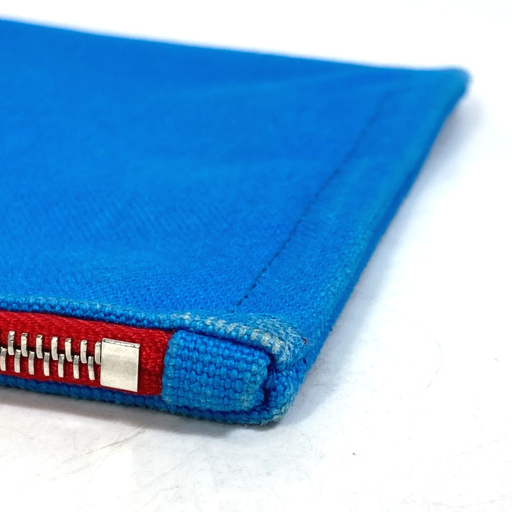 HERMES Pouch canvas Blue x red The King of Cats MITSOU Mitsu Cat Pouch Women Used Authentic