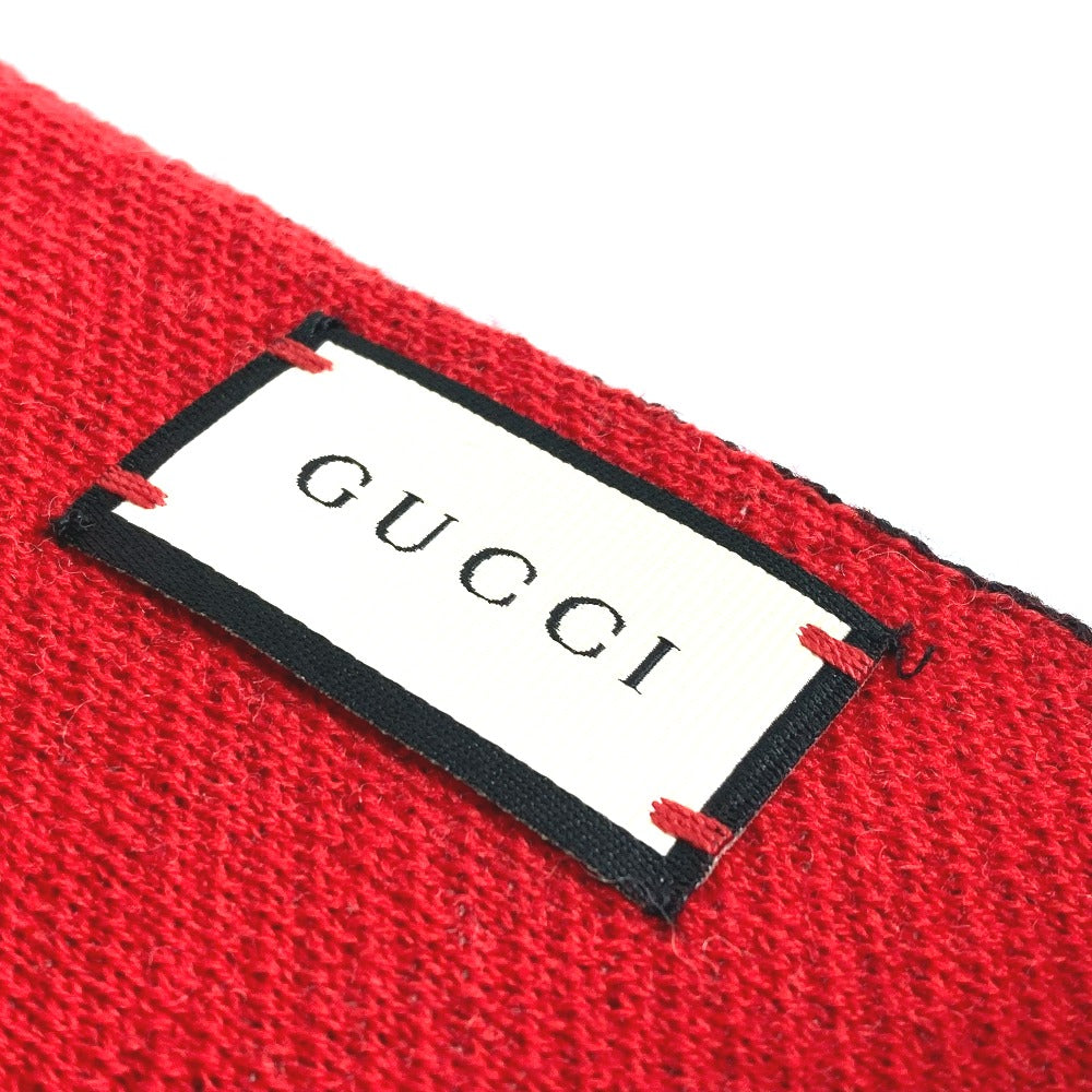 GUCCI Scarf wool black BE LOVED logo scarf