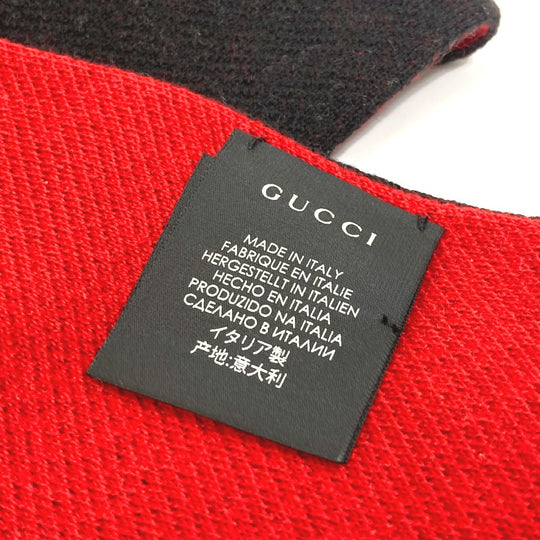 GUCCI Scarf wool black BE LOVED logo scarf