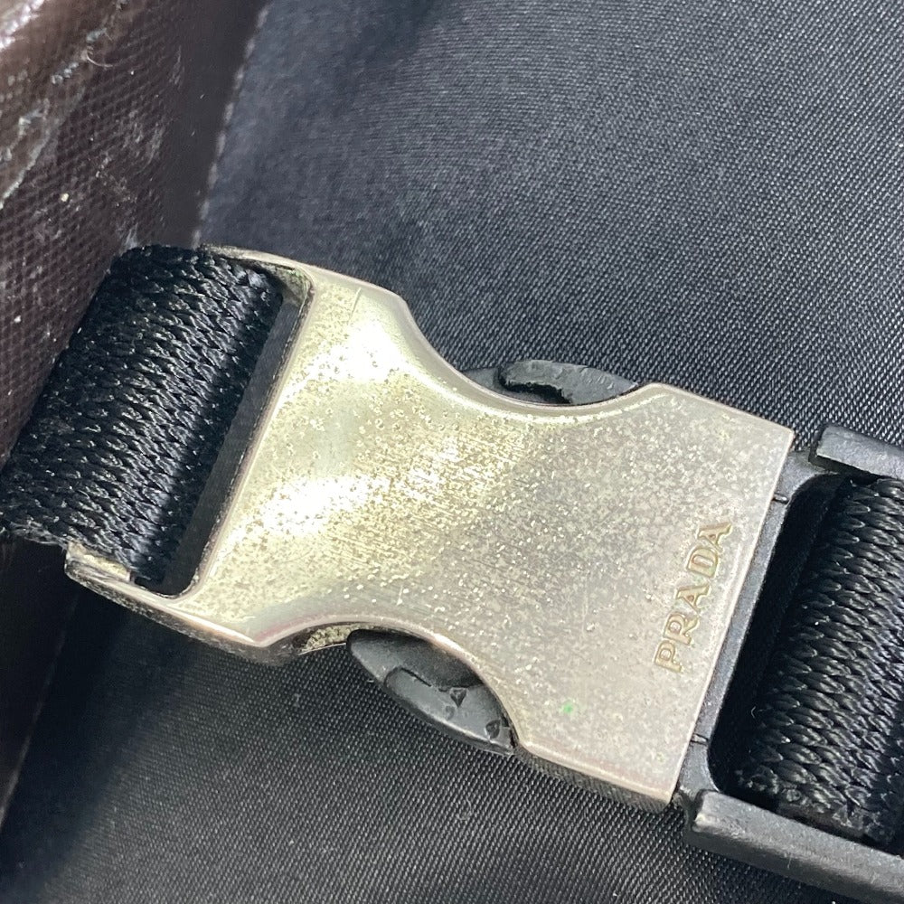 PRADA Shoulder Bag Nylon, Leather Black / brown Triangle logo Messenger bag mens Used Authentic