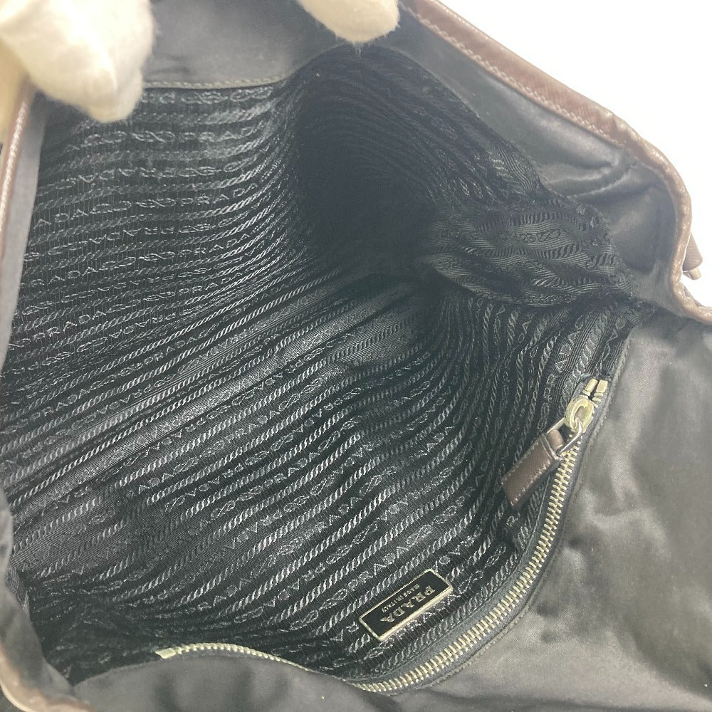 PRADA Shoulder Bag Nylon, Leather Black / brown Triangle logo Messenger bag mens Used Authentic