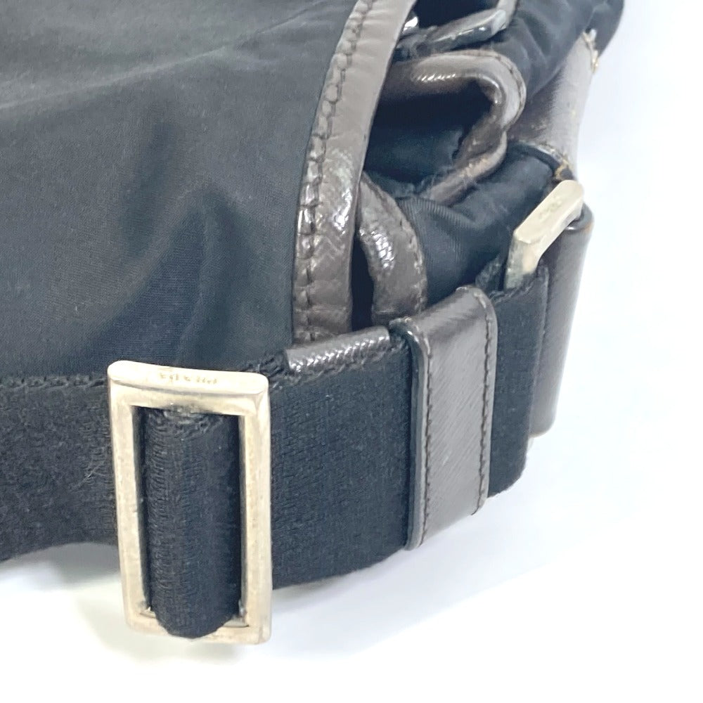 PRADA Shoulder Bag Nylon, Leather Black / brown Triangle logo Messenger bag mens Used Authentic