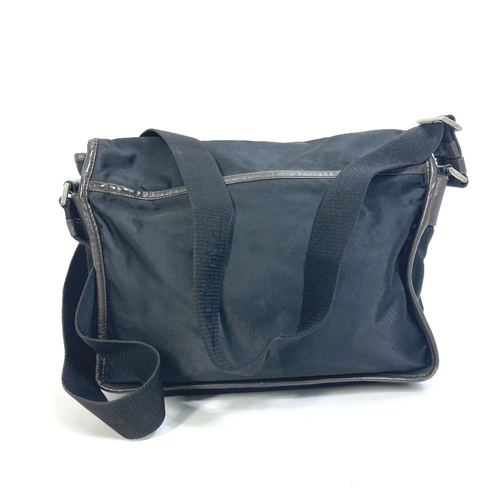 PRADA Shoulder Bag Nylon, Leather Black / brown Triangle logo Messenger bag mens Used Authentic