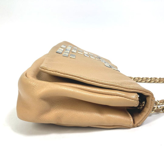 CHANEL Shoulder Bag lambskin beige CC COCO Mark WChain Bag Flap Women Used Authentic