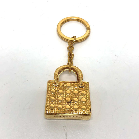 Christian Dior key ring metal gold Accessory Lady Dior Women Used Authentic