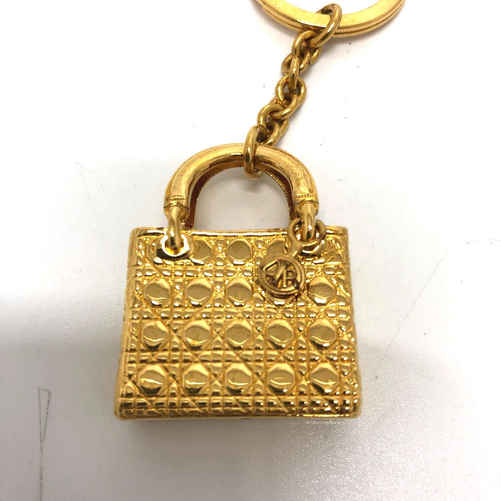 Christian Dior key ring metal gold Accessory Lady Dior Women Used Authentic