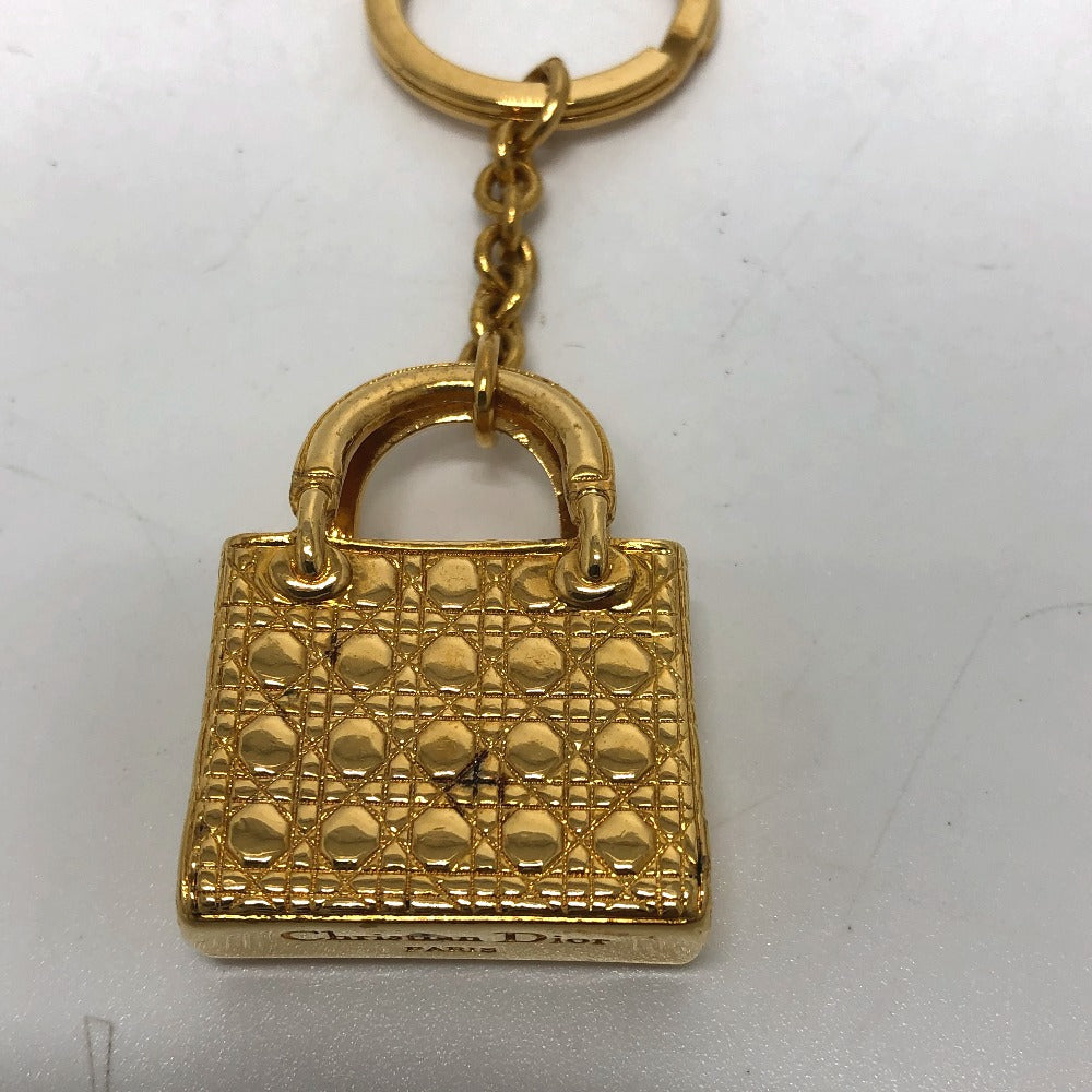 Christian Dior key ring metal gold Accessory Lady Dior Women Used Authentic