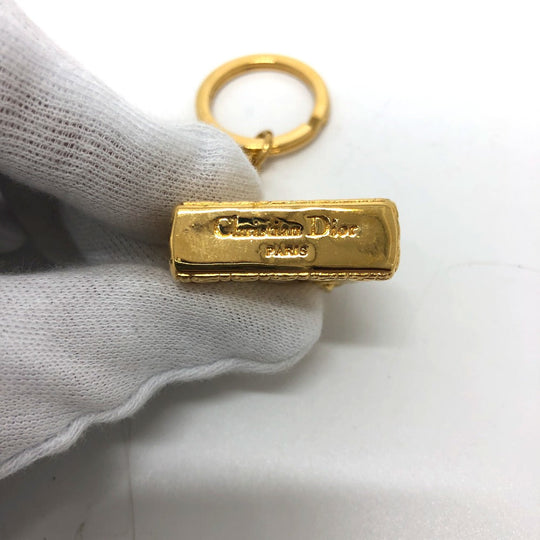 Christian Dior key ring metal gold Accessory Lady Dior Women Used Authentic