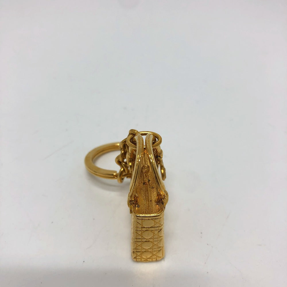 Christian Dior key ring metal gold Accessory Lady Dior Women Used Authentic