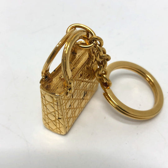 Christian Dior key ring metal gold Accessory Lady Dior Women Used Authentic