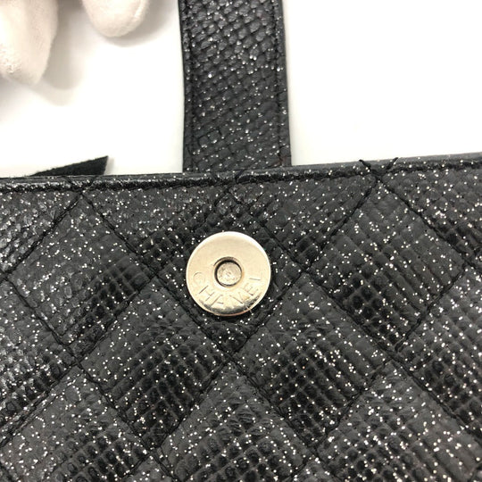 CHANEL Pouch leather black CC COCO Mark Matrasse Women Used Authentic