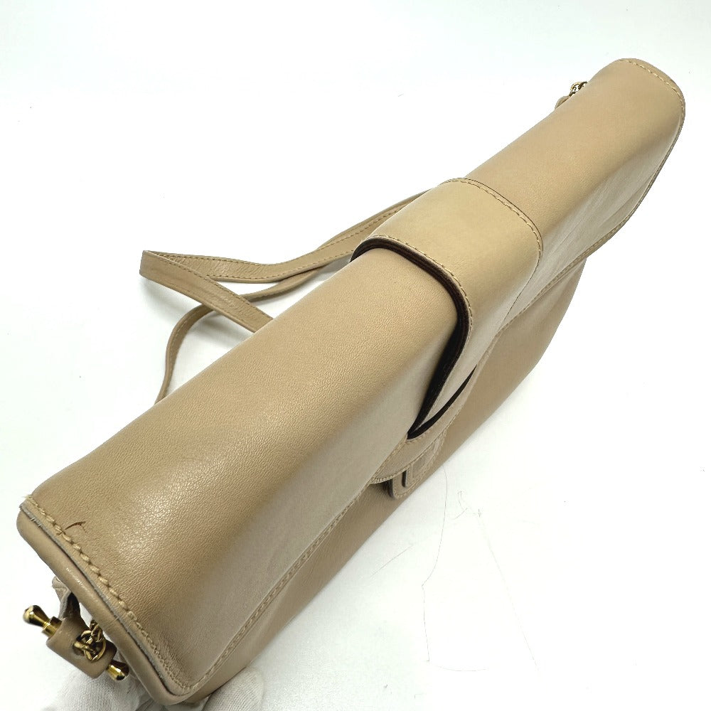 CELINE Shoulder Bag leather beige Triomphe Bag Women Used Authentic