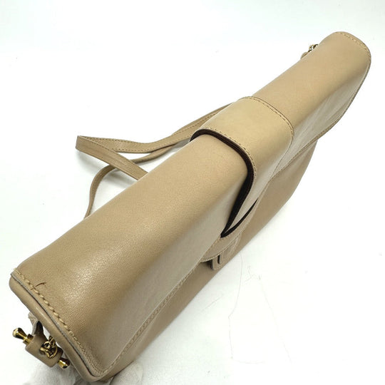 CELINE Shoulder Bag leather beige Triomphe Bag Women Used Authentic