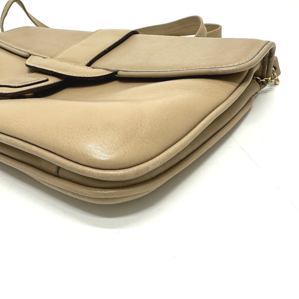 CELINE Shoulder Bag leather beige Triomphe Bag Women Used Authentic