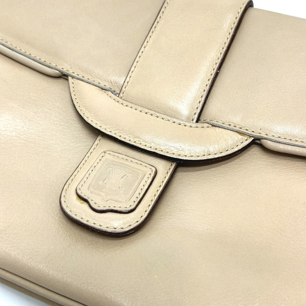 CELINE Shoulder Bag leather beige Triomphe Bag Women Used Authentic