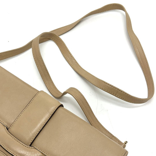 CELINE Shoulder Bag leather beige Triomphe Bag Women Used Authentic