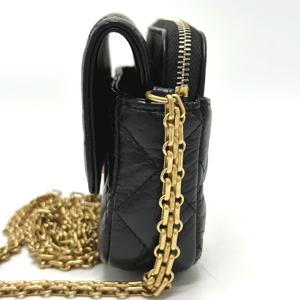 CHANEL Shoulder Bag AP2215 Calfskin black 2.55 Mademoiselle Matrasse Chain wallet Women Used Authentic