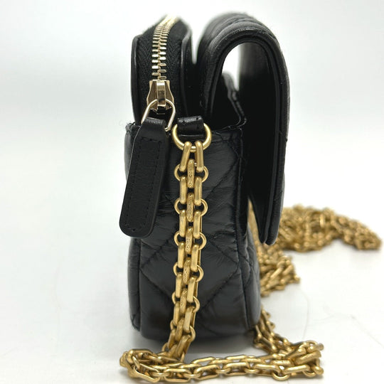 CHANEL Shoulder Bag AP2215 Calfskin black 2.55 Mademoiselle Matrasse Chain wallet Women Used Authentic