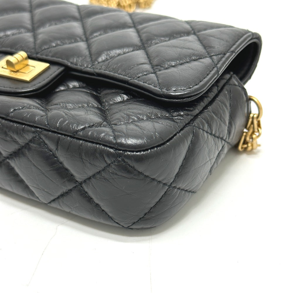 CHANEL Shoulder Bag AP2215 Calfskin black 2.55 Mademoiselle Matrasse Chain wallet Women Used Authentic