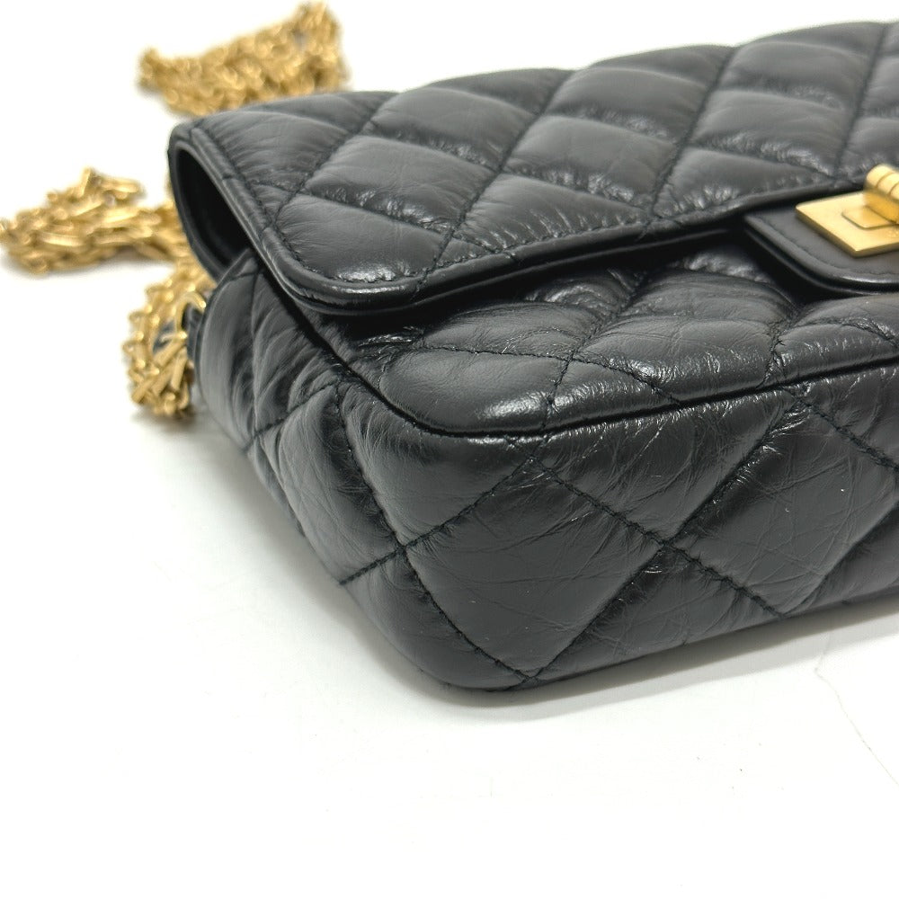 CHANEL Shoulder Bag AP2215 Calfskin black 2.55 Mademoiselle Matrasse Chain wallet Women Used Authentic