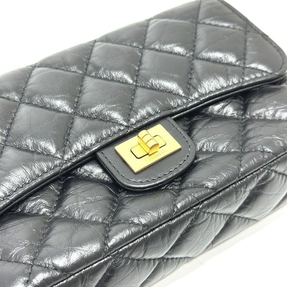 CHANEL Shoulder Bag AP2215 Calfskin black 2.55 Mademoiselle Matrasse Chain wallet Women Used Authentic