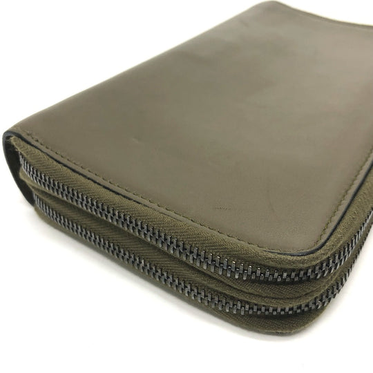 Valentino Garavani Long Wallet Purse leather khaki Rock studs double zip fastener mens Used Authentic