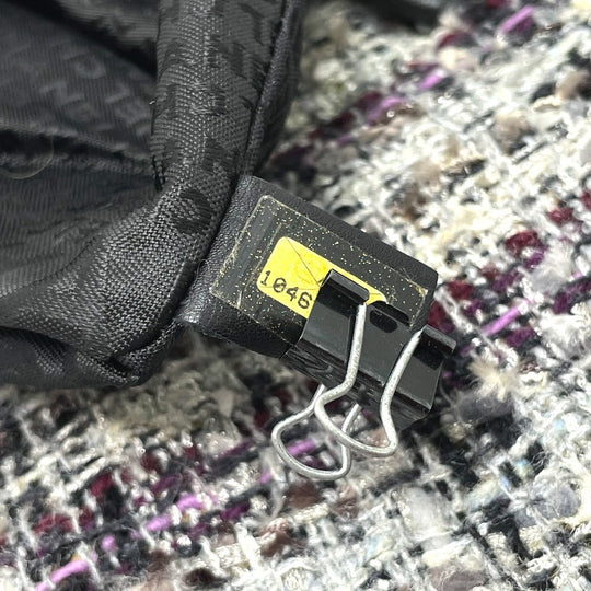 CHANEL Shoulder Bag tweed gray Camelia flap Women Used Authentic