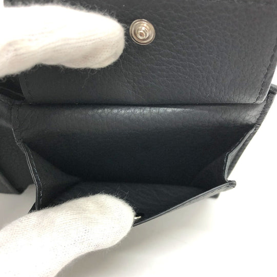 BURBERRY Folded wallet 8043377 leather black logo Wallet mens Used Authentic