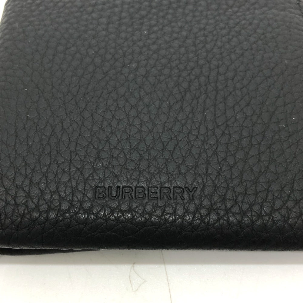 BURBERRY Folded wallet 8043377 leather black logo Wallet mens Used Authentic