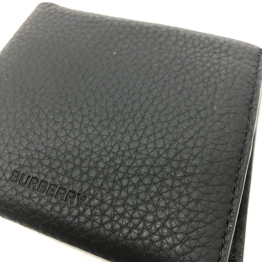 BURBERRY Folded wallet 8043377 leather black logo Wallet mens Used Authentic