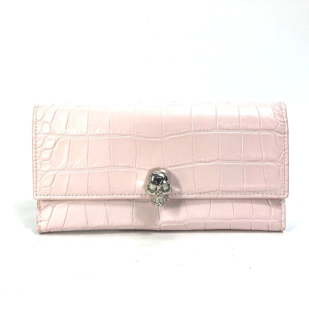 Alexander Wang Long Wallet Purse leather pink Rhinestone Skull Women Used Authentic