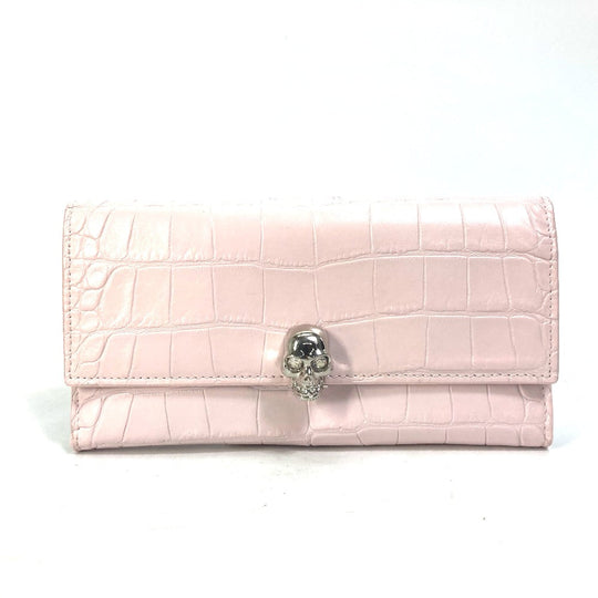 Alexander Wang Long Wallet Purse leather pink Rhinestone Skull Women Used Authentic