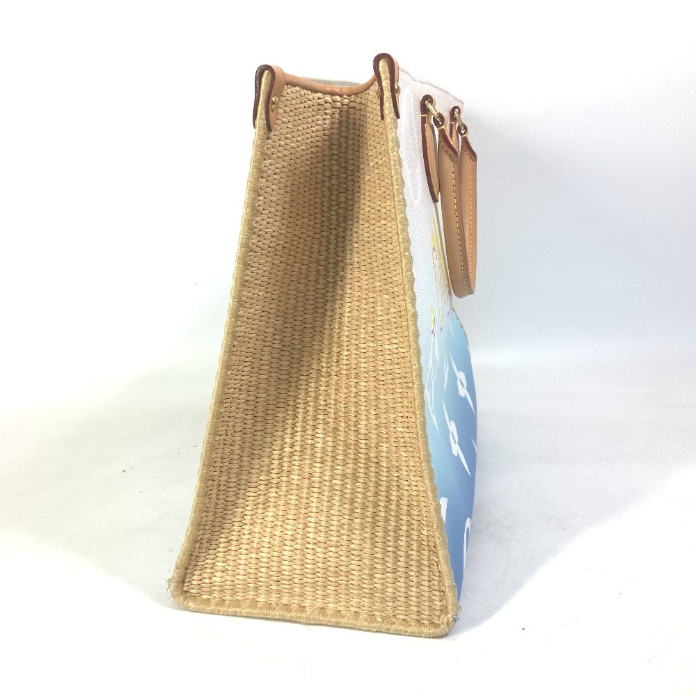 LOUIS VUITTON Tote Bag M57872 Monogram Giant Canvas, Straw blue Monogram Giant ON THE GO GM MYKONOS EXCLUSIVE MYKONOS Women Used Authentic