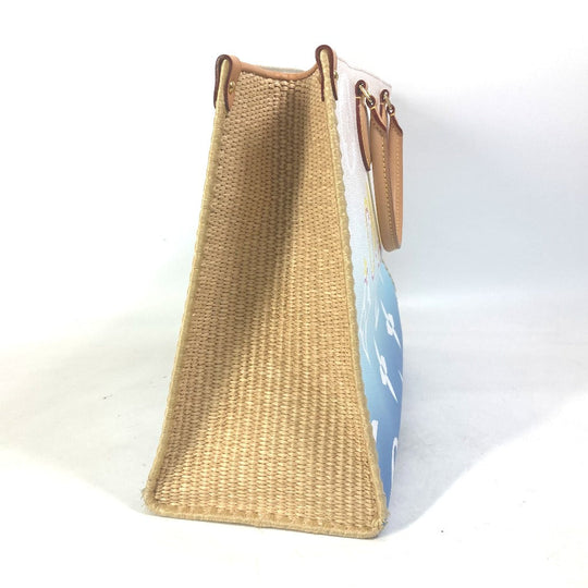 LOUIS VUITTON Tote Bag M57872 Monogram Giant Canvas, Straw blue Monogram Giant ON THE GO GM MYKONOS EXCLUSIVE MYKONOS Women Used Authentic