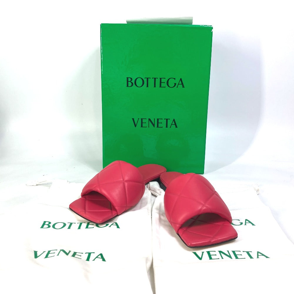BOTTEGAVENETA Sandals 639940 leather Red type Rubber lid flat RUBBER LIDO Women 37.5 Used Authentic