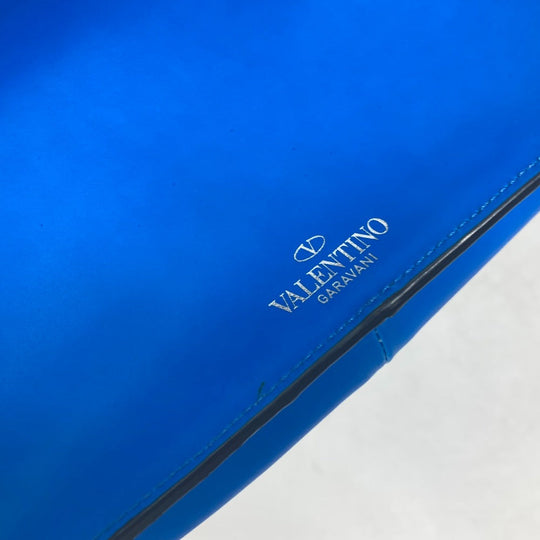 VALENTINO Waist bag TY0B0719 leather blue VLTN logo Sling bag mens Used Authentic