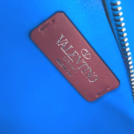 VALENTINO Waist bag TY0B0719 leather blue VLTN logo Sling bag mens Used Authentic