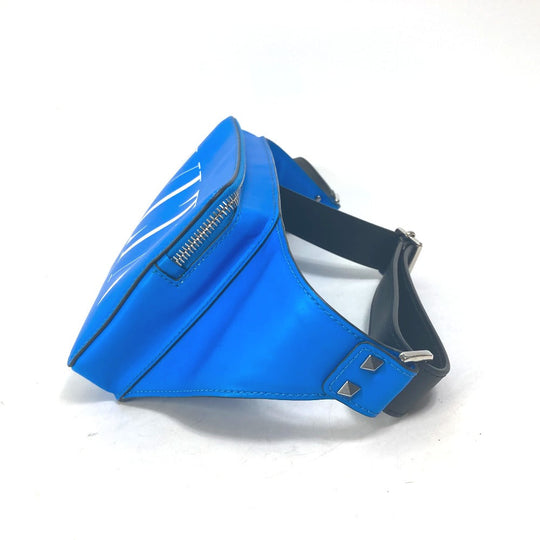VALENTINO Waist bag TY0B0719 leather blue VLTN logo Sling bag mens Used Authentic