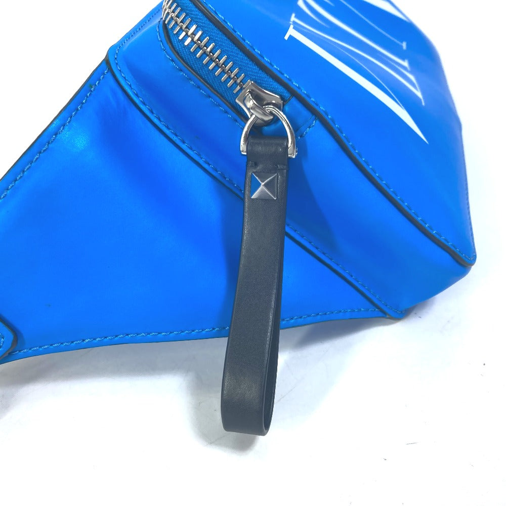VALENTINO Waist bag TY0B0719 leather blue VLTN logo Sling bag mens Used Authentic